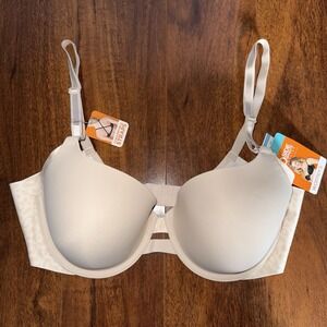 NWT Warner's No Side Effects Underwire Bra 36C Beige Leopard Smoothing Panels